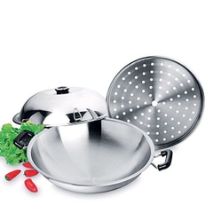 CHẢO XỬNG HẤP WOK INOX 304 ZEBRA 38CM- 176201 - Nhập khẩu Thái Lan