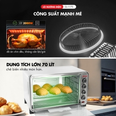 Lò nướng điện  Gali GL-1170 Điện áp 220V/50Hz công suất 2000W dung tích 70L sản phẩm chính hãng Chất lượng hàng hóa nhập khẩu (Tem hợp quy CR)