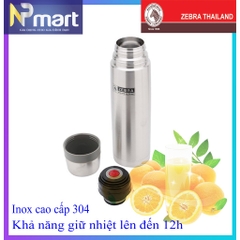Bình giữ nhiệt zebra 800ml Prima II - 112954 Hàng Thái Lan cao cấp inox 304