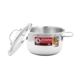 NỒI INOX ZEBRA 3 Đáy Extreme Infinity  NẮP KÍNH  - đủ size 18, 20, 22,24cm 162295 -  Nhập Khẩu Thái Lan