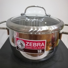 NỒI INOX ZEBRA 3 Đáy Extreme Infinity  NẮP KÍNH  - đủ size 18, 20, 22,24cm 162295 -  Nhập Khẩu Thái Lan