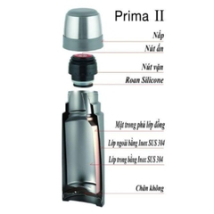 Bình giữ nhiệt zebra 1 LÍT Prima II - 112959 Hàng Thái Lan cao cấp inox 304