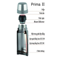 Bình giữ nhiệt zebra 800ml Prima II - 112954 Hàng Thái Lan cao cấp inox 304