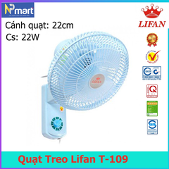 Quạt treo tường mini Lifan T109 22W sải cánh 20cm lồng quạt 25cm ( bảo hành chính hãng)