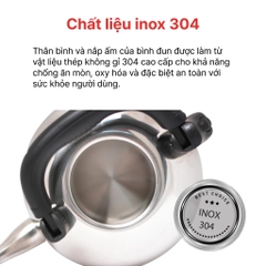 ẤM ĐIỆN ĐUN NƯỚC SIÊU TỐC  HAPPY COOK  INOX 304 DUNG TÍCH 4.2L