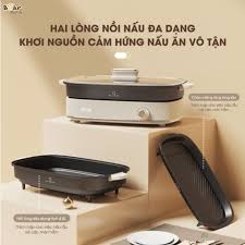 Nồi lẩu Bear SB-NL45K - Công suất: 1600W - Điện áp: 220V ~ 50Hz - Dung tích 4,5L - Nướng, Lẩu - Màu sắc: Kem
