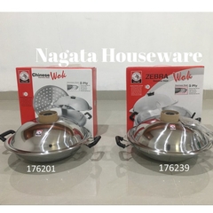 CHẢO XỬNG HẤP WOK INOX 304 ZEBRA 38CM- 176201 - Nhập khẩu Thái Lan