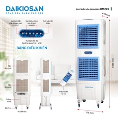 Máy làm mát Daikiosan DM206 Công suất motor: 420 W  Điện áp: 220 V – 50 Hz