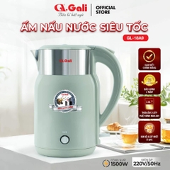 Ấm nấu nước siêu tốc gali GL-18A9 công suất  1500W/ dung tích 2,0L Thân ấm 2 lớp, ruột Inox 304 cao cấp