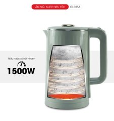 Ấm đun nước siêu tốc gali GL-18A3 2 lớp cách nhiệt Inox 304 công suất 1500W dung tích 1.8L  Chất lượng hàng hóa nhập khẩu (Tem hợp quy CR)