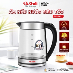Ấm nấu nước siêu tốc thuỷ tinh  gali GL-18A11 công suất 1500W dung tích 1,7L  Chất lượng hàng hóa nhập khẩu (Tem hợp quy CR)
