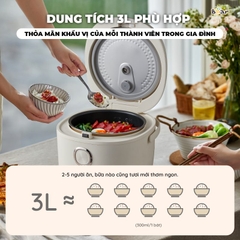 Nồi cơm điện Bear SB-NC30A - Công suất: 600W - Điện áp: 220V ~ 50Hz - Dung tích 3L - Nấu trực tiếp - Màu sắc: Trắng