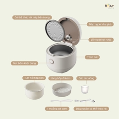 Nồi cơm điện Bear SB-NC30B - Công suất: 600W - Điện áp: 220V ~ 50Hz - Dung tích 3L - Nấu trực tiếp - Màu sắc: Kem