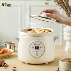 Nồi nấu chậm 1.5L Bear SB-NNC15 - Công suất: 120W - Điện áp: 220V ~ 50Hz - Dung tích 1,5L - Nấu trực tiếp, nắp thuỷ tinh - Màu sắc: Kem