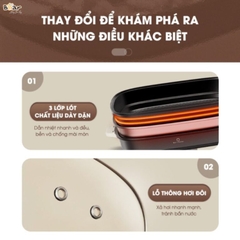 Nồi lẩu Bear SB-NL45K - Công suất: 1600W - Điện áp: 220V ~ 50Hz - Dung tích 4,5L - Nướng, Lẩu - Màu sắc: Kem