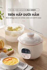 Nồi nấu chậm Bear 0.8L SUBE001 (vàng,xanh,hồng) 200W/220V bảo hành 18 tháng