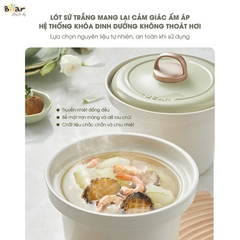 Nồi nấu chậm 2.0L Bear SB-NNC20 - Công suất: 175W - Điện áp: 220V ~ 50Hz - Dung tích 2L - Nấu trực tiếp, nắp thuỷ tinh - Màu sắc: Xanh mint