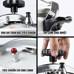 Nồi Áp Suất Nhôm Anod Goldsun Đáy Từ Dung Tích 7L, Dùng Trên Mọi Loại Bếp - GPC1930-07IH