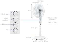 Quạt đứng lốc xoáy Toshiba F-ASB50VN(W) 55W - màu bạc