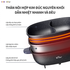 Nồi lẩu Bear SB-NL60U - Công suất: 1600W - Điện áp: 220V ~ 50Hz - Dung tích 6L - 4 chức năng, điều chỉnh nhiệt độ dễ dàng - Màu sắc: Kem