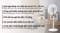 Quạt đứng Toshiba F-LSA20(H)VN 5 cánh, màu xám, màn hình LED hiển thị