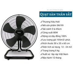 QUẠT SÀN CÔNG NGHIỆP HALI SN199 80W sải cánh 450mm ,sử dụng không gian quán cà phê, sân vườn