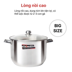 NỒI CAO INOX HAPPYCOOK 3 ĐÁY 28-30-32CM - SỬ DỤNG BẾP TỪ