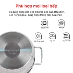 NỒI CAO INOX HAPPYCOOK 3 ĐÁY 28-30-32CM - SỬ DỤNG BẾP TỪ