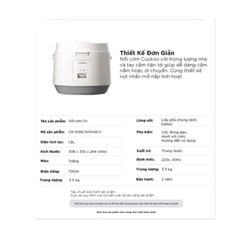 Nồi cơm điện Cuckoo CR-1095 1.8 Lít dùng cho 4-6 người