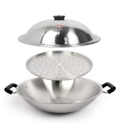 CHẢO XỬNG HẤP WOK INOX 304 ZEBRA 38CM- 176201 - Nhập khẩu Thái Lan