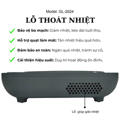 Bếp điện quang gali GL-2024  Điện áp: 220V/50Hz  Công suất: 2000W  Sản phẩm đạt chất lượng hàng nhập khẩu tem hợp quy CR. 