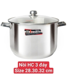 NỒI CAO INOX HAPPYCOOK 3 ĐÁY 28-30-32CM - SỬ DỤNG BẾP TỪ