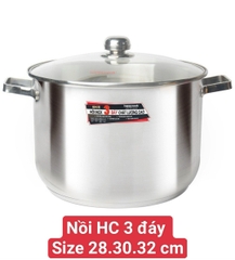 NỒI CAO INOX HAPPYCOOK 3 ĐÁY 28-30-32CM - SỬ DỤNG BẾP TỪ