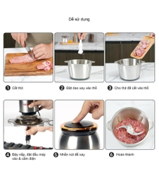 Máy xay thịt Gali GL-1920P 2 lít đa năng siêu mạnh 4 lưỡi dao sắc bén cối INOX bảo hành 2 năm chính hãng