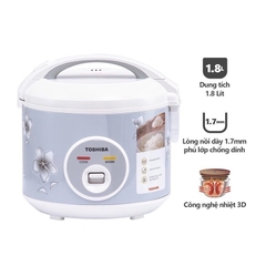 Nồi cơm điện nắp gài Toshiba RC-18JFM(H)VN dung tích 1.8L, Hàng chính hãng, lòng nồi dày chống dính