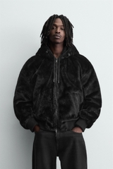 AK2641 - Z.RA REVERSIBLE FAUX FUR BOMBER JACKET
