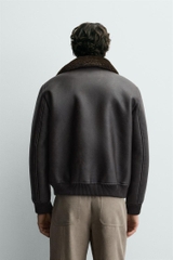 AK2687 - Z.RA COMBINATION COLLAR FAUX LEATHER JACKET