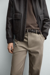 AK2687 - Z.RA COMBINATION COLLAR FAUX LEATHER JACKET