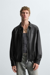 AK2629 - Z.RA FAUX LEATHER BOMBER JACKET