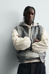 AK2686 - Z.RA CONTRAST EMBROIDERY BOMBER JACKET