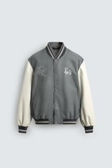 AK2686 - Z.RA CONTRAST EMBROIDERY BOMBER JACKET