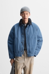 AK2601 - Z.RA ÁO KHOÁC DENIM TRẦN BÔNG PHỐI CỔ NHUNG