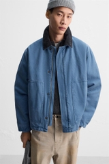AK2601 - Z.RA ÁO KHOÁC DENIM TRẦN BÔNG PHỐI CỔ NHUNG