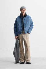 AK2601 - Z.RA ÁO KHOÁC DENIM TRẦN BÔNG PHỐI CỔ NHUNG
