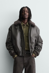 AK2680 - Z.RA REMOVABLE COLLAR FAUX LEATHER JACKET