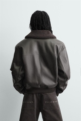 AK2680 - Z.RA REMOVABLE COLLAR FAUX LEATHER JACKET