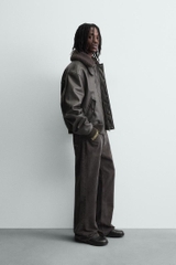 AK2680 - Z.RA REMOVABLE COLLAR FAUX LEATHER JACKET