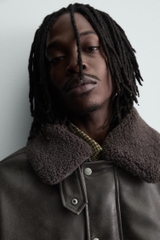 AK2680 - Z.RA REMOVABLE COLLAR FAUX LEATHER JACKET