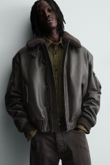 AK2680 - Z.RA REMOVABLE COLLAR FAUX LEATHER JACKET