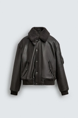 AK2680 - Z.RA REMOVABLE COLLAR FAUX LEATHER JACKET
